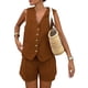 thumbnail image 1 of Conjunto Coordinado PRETTYGARDEN Chaleco sin Mangas y Shorts Marrón Talla L, 1 of 8