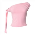 thumbnail image 3 of Tops Cortos con Hombros Descubiertos y Doble Forro para Mujer 2025, Tops Asimétricos Sin Mangas Y2K para Salir Rosa L, 3 of 9
