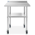 thumbnail image 2 of GRIDMANN 36 x 24 Inch Stainless Steel Table w/ Backsplash & 4 Casters, NSF Commercial Kitchen Work & Prep Table, 2 of 7