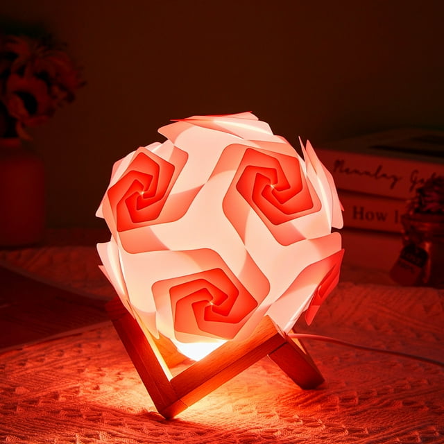 Lampe Bricolage Créative Rose Veilleuse Enfants, Veilleuse USB