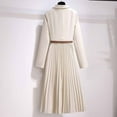 thumbnail image 4 of Zedker Dresses for Women Business Casual Shirt Long Sleeves Pleated Midi with Belt White Plus XXL, 4 of 7