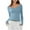 Sky Blue, variant on breaise Womens Off The Shoulder Shirts Slim Fit Long Sleeve Stretch T-Shirt Trendy Casual Y2K Tops Streetwear Gray,S
