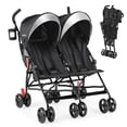 thumbnail image 1 of Babyjoy Foldable Twin Double Stroller Kids Ultralight Umbrella Stroller Pushchair 18 lbs Black, 1 of 9