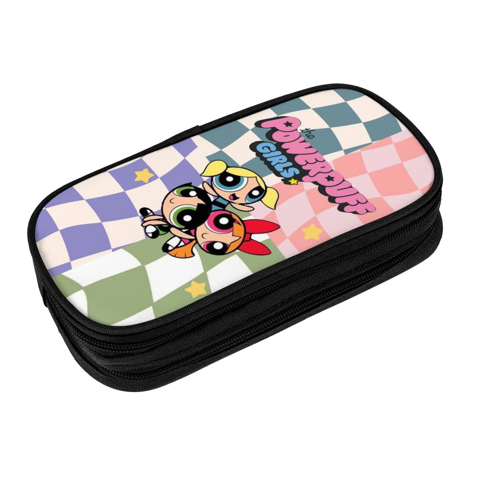 The Powerpuff Gi-rls Pencil Case Large Capacity Pencil Pouch Penbag Office Stationery Organizer Travel Makeup Bag Black