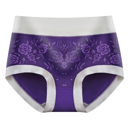 Cotton Panty Underwear Women Breathable Comfortable Briefs High Waist Butt-lifting Everyday Comfort Panties (Large  Purple 03)