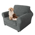 thumbnail image 5 of 1/2/3 Seate Sofa Covers Stretch Knitted Jacquard Sofa Cushion Slipcover For Living Room Furniture Protector With Individual Seat Cushion Covers, Dark Gray, Armchair Covers, 5 of 9