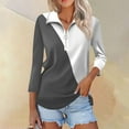 thumbnail image 4 of Half Zip Pullover Blouse Womens Solid Color 3/4 Length Sleeve Shirt V-Neck Loose Fit Casual Tunic Tops Summer Clothes for Women (White XL), 4 of 6