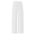 thumbnail image 4 of Fengqque Men's Fashion Casual Striped Print Elastic Waist Drawstring Pants Straight Leg Sports Pants White XL(XL), 4 of 9