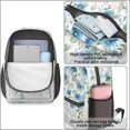 thumbnail image 3 of 17 Inch Lightweight Backpack,PVC Waterproof Oxford Fabric, Ergonomically Designed, with Large Capacity, Floral Flowers Print, 3 of 5