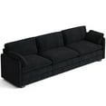 thumbnail image 3 of Aiho 110" Pet-Friendly Cloud Couch, Soft Deep Seat Double Cushion I-Shaped Sectional Sofa with 2 Pillows for Living Room, Bedroom & Apartment,Black, 3 of 5