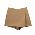 thumbnail image 3 of HH TRAF Pantalones cortos asimétricos con cremallera lateral para mujer, elegantes, adelgazantes, de 6 colores, a la moda, para la calle, 3 of 5