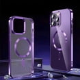 thumbnail image 3 of K-Lion for iPhone 15 Pro Max 6.7" Clear Case, Compatible with Mag Safe,Fashion Crystal Plating Transparent Ultra Slim Case Lightweight Dropproof Protective Case Cover for iPhone 15 Pro MaxLightpurple, 3 of 4