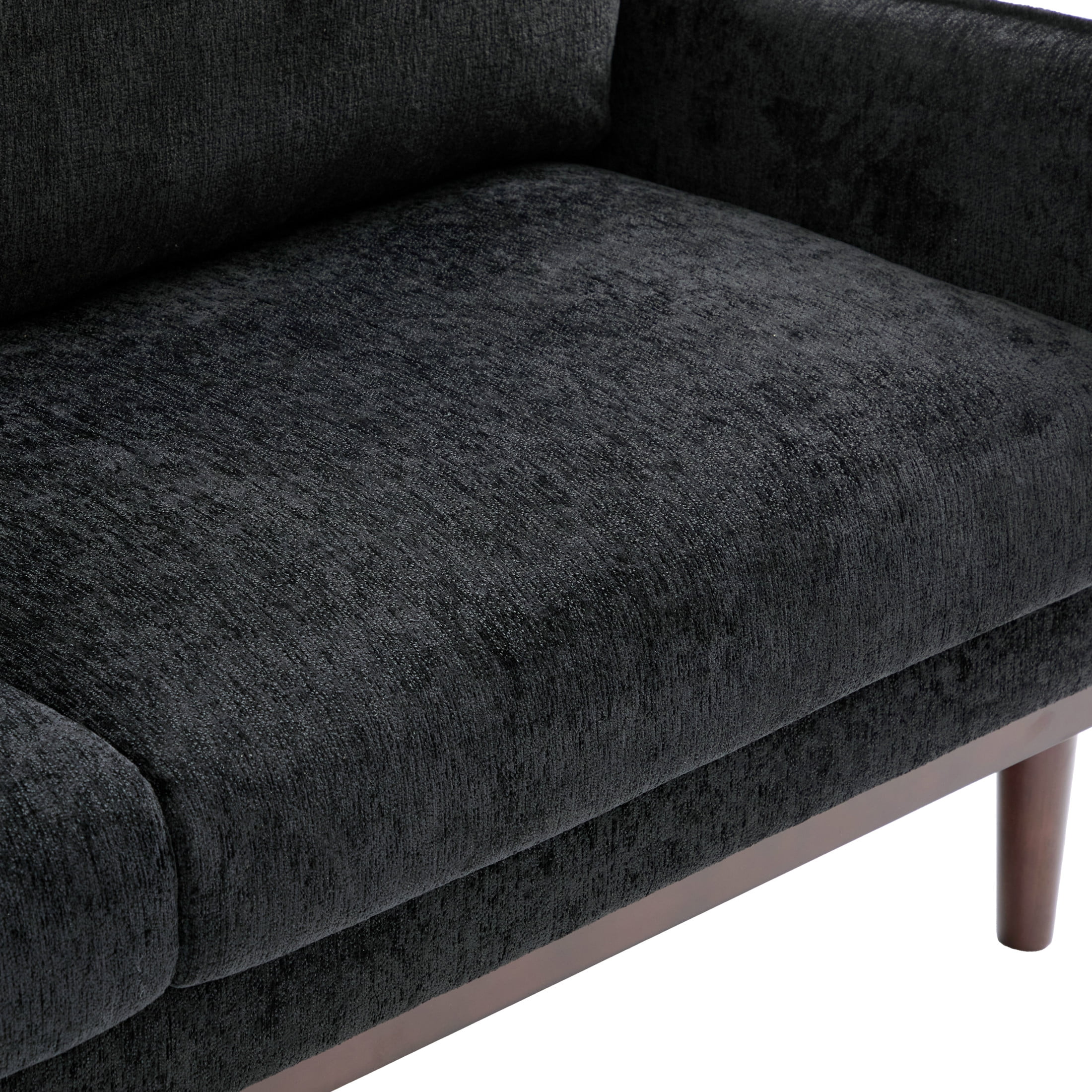 Christopher Knight Home Modern 75.75" Loveseat Sofa, Chenille Couch with Cushion and Wooden Legs, Black