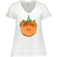 thumbnail image 3 of Inktastic Pumpkin Unicorn for Halloween and Thanksgiving Women's Plus Size V-Neck T-Shirt, 3 of 5