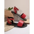 thumbnail image 4 of Women Comfortable Leather Belt Buckle Open Toe Flat Sandals Plus Size European And American Casual Beach Fashion Slipper For Summer Outdoors, 4 of 6