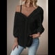 thumbnail image 5 of Blusa Asimétrica con Hombros Descubiertos y Larga Abotonada para Mujer, Color Negro, Talla S, 5 of 6