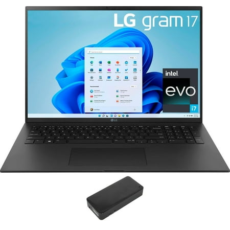 LG Gram 17ZB Home/Business Laptop (Intel i7-1360P 12-Core, 17.0in 60 Hz Wide QXGA (2560x1600), Intel Iris Xe, 32GB RAM, 2x2TB PCIe SSD (4TB), Backlit KB, Wifi, Win 11 Home) with DV4K Dock