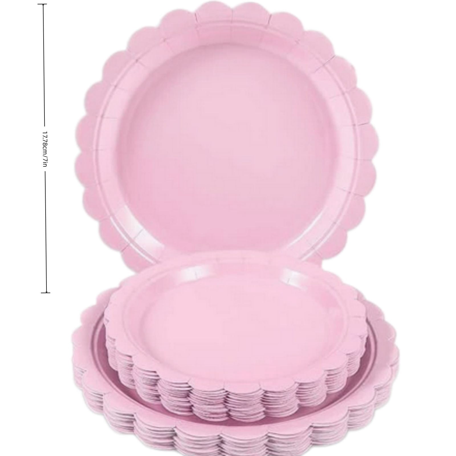 25-100PC Scalloped Paper Plates 7/9 Inch Disposable - Cute Dessert Cake Plate and Dinner Plate for Party, Decorative Supplies for Birthday Wedding Bridal Shower, Set for Wedding