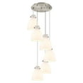 thumbnail image 4 of Innovations Lighting  Newton Bell - 6 Light 8" Cord Hung Multi Pendant - 14" Canopy Brushed Satin Nickel/White, 4 of 5