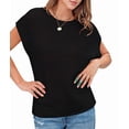 thumbnail image 2 of Womens Spring Tops Summer Shirts Crochet Cap Sleeve Sweater Pullover Cute Crew Neck Beach Cover Ups Black XL, 2 of 8