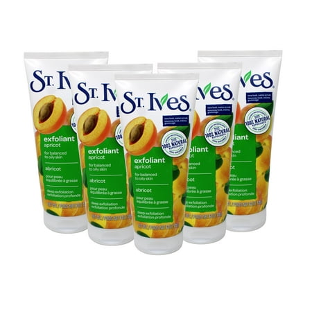St. Ives Fresh Skin Exfoliating Face Scrub, Apricot Facial Exfoliator 6 oz - 5 Pack