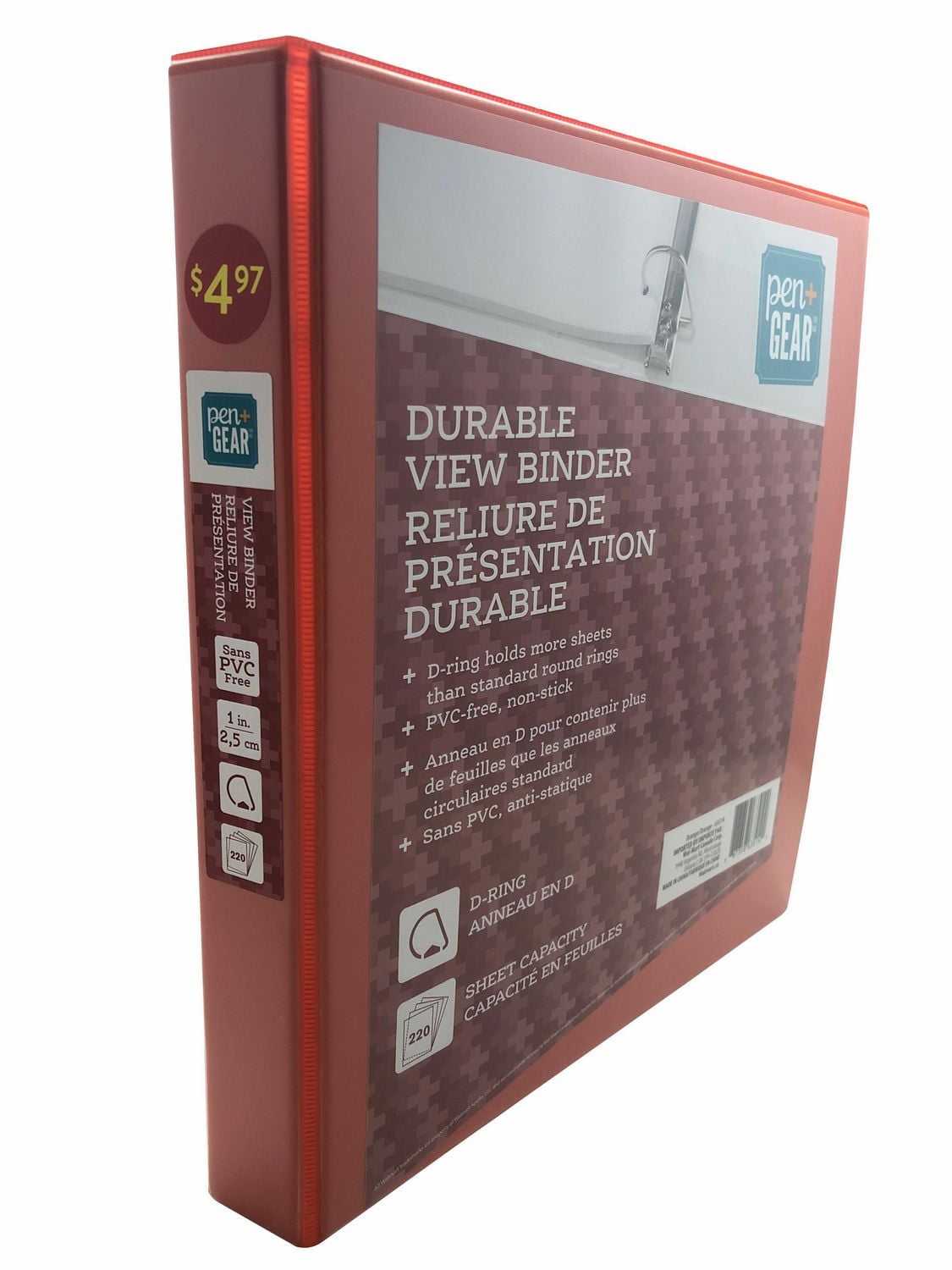 PEN+GEAR DURABLE VIEW 1` FASHION BINDER ORANGE