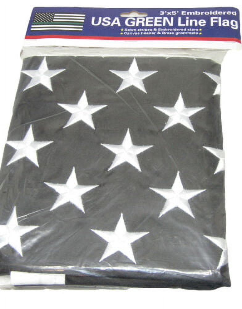 3x5 Embroidered USA Thin Green Line Border Patrol Federal Agent Nylon Flag (RAM)