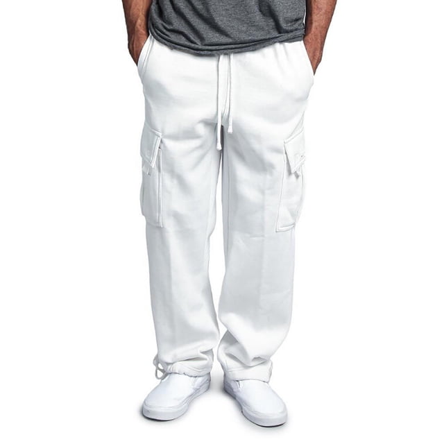Cargo Pants Plus Size Solid Color Softy Linen Pants Mid Rise Casual Loose Dress Pants Lightweight Fashion Straight Fit Daily Multi-Pockets Comfy Pants(White,4XL)
