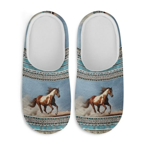 Chaqlin Tribal Horse Pattern Guest Slippers Anti-slip Non-slip Slip On Comfortable Washable Indoor Home Hotel Women Slippers