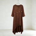 thumbnail image 4 of Bixock Women's Plus Size Dresses,Casual Half Sleeve Dresses,Linen Loose Crewneck Asymmetrical Hem Solid Color Lightweight Comfortable Summer Outdoor Trip Dresses, 4 of 5