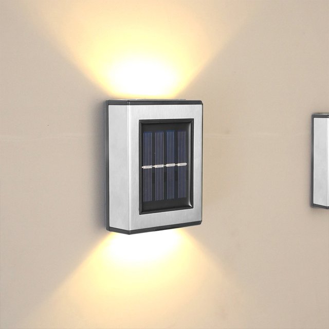 Lámpara LED Solar de pared impermeable para exteriores iluminación luminosa de Tmvgtek arriba y abajo decoración de jardín luces solares escaleras valla luz Solar 8 Uds.
