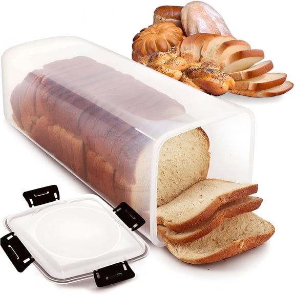 ACDANC Clear Airtight Bread Storage Container with 4-Latch Lid,Tall Plastic Bread Box for Sandwich Loaves,Bagels&Baguettes,5×5×13 in Bpa-Free Bread Keeper for Counter,Pantry&Freezer