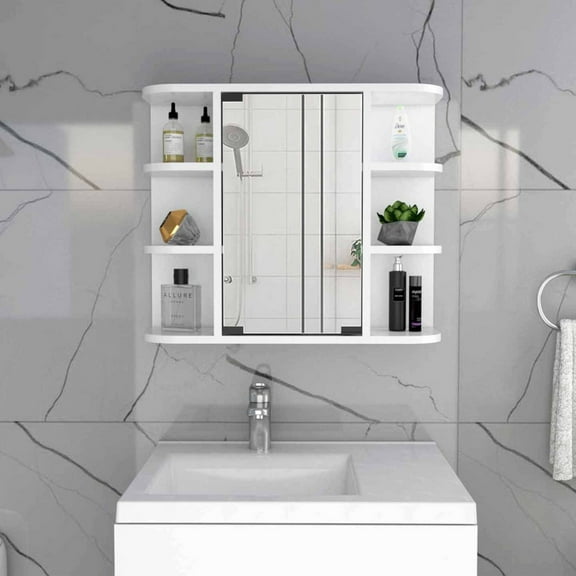 Tuhome White Modern -Material-Engineered Wood Milan Medicine Cabinet