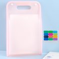 thumbnail image 1 of Zhuge Carpeta impermeable extensible, organizador de archivos vertical A4 con asa, bolsa de mano portátil vertical A4, bolsillos de carpeta de plástico transparente con sobre (rosa A), 1 of 3