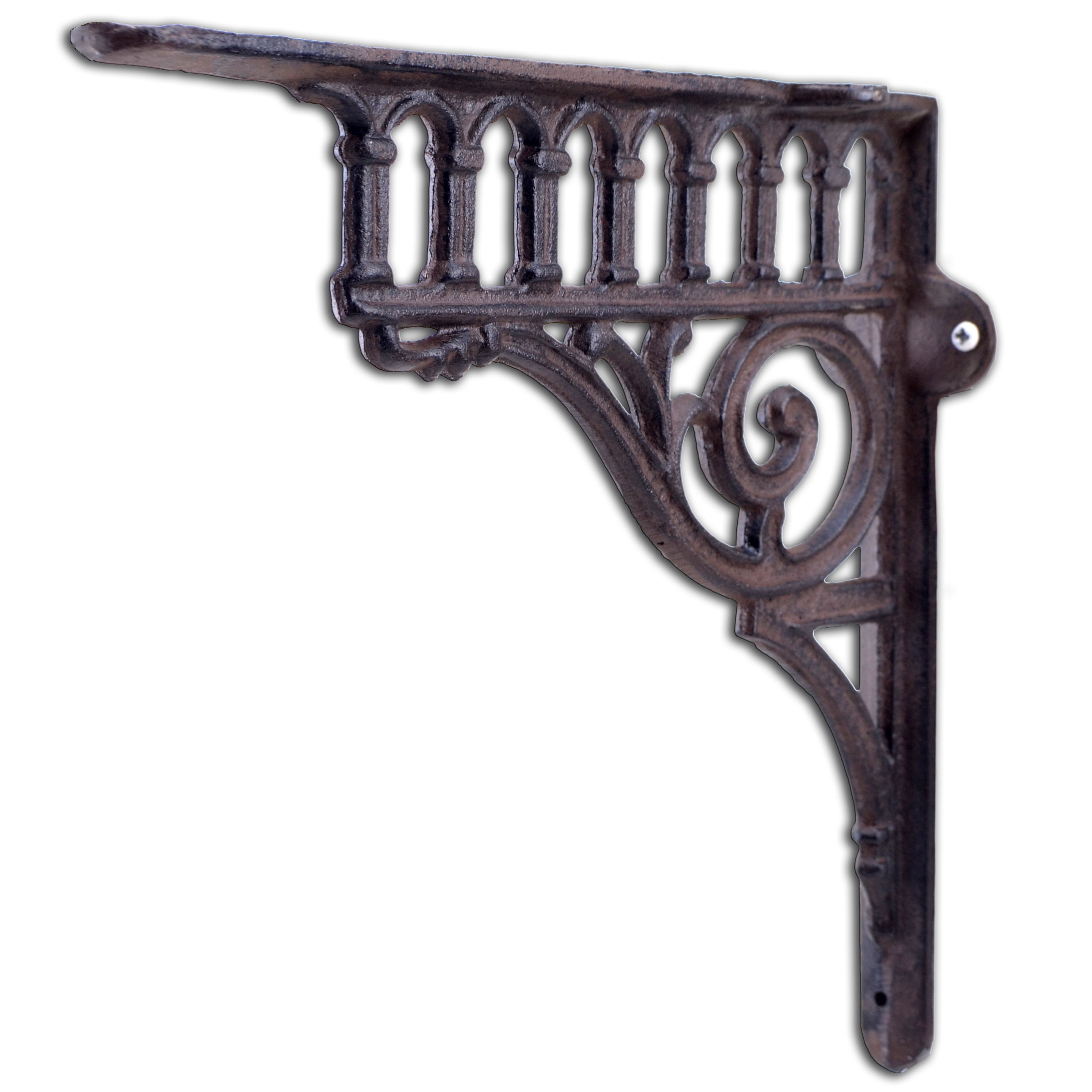 Floating Wall Shelf Bracket Columns Pattern With Rust Brown Color Cast Iron 11.375" Deep by Flag Emotes