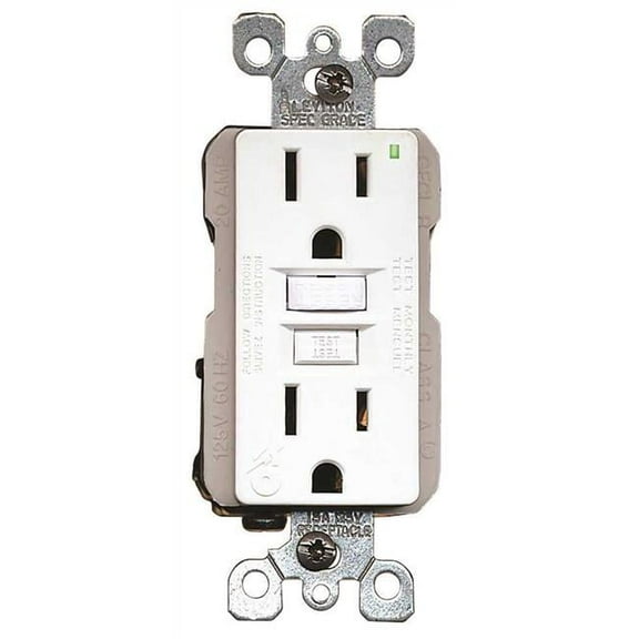 Gfnt1-W  Smartlockpro 2-Pole Residential Grade Duplex Gfci Receptacle With Led  White  Nema 5-15R  125 Volts  15 Amps