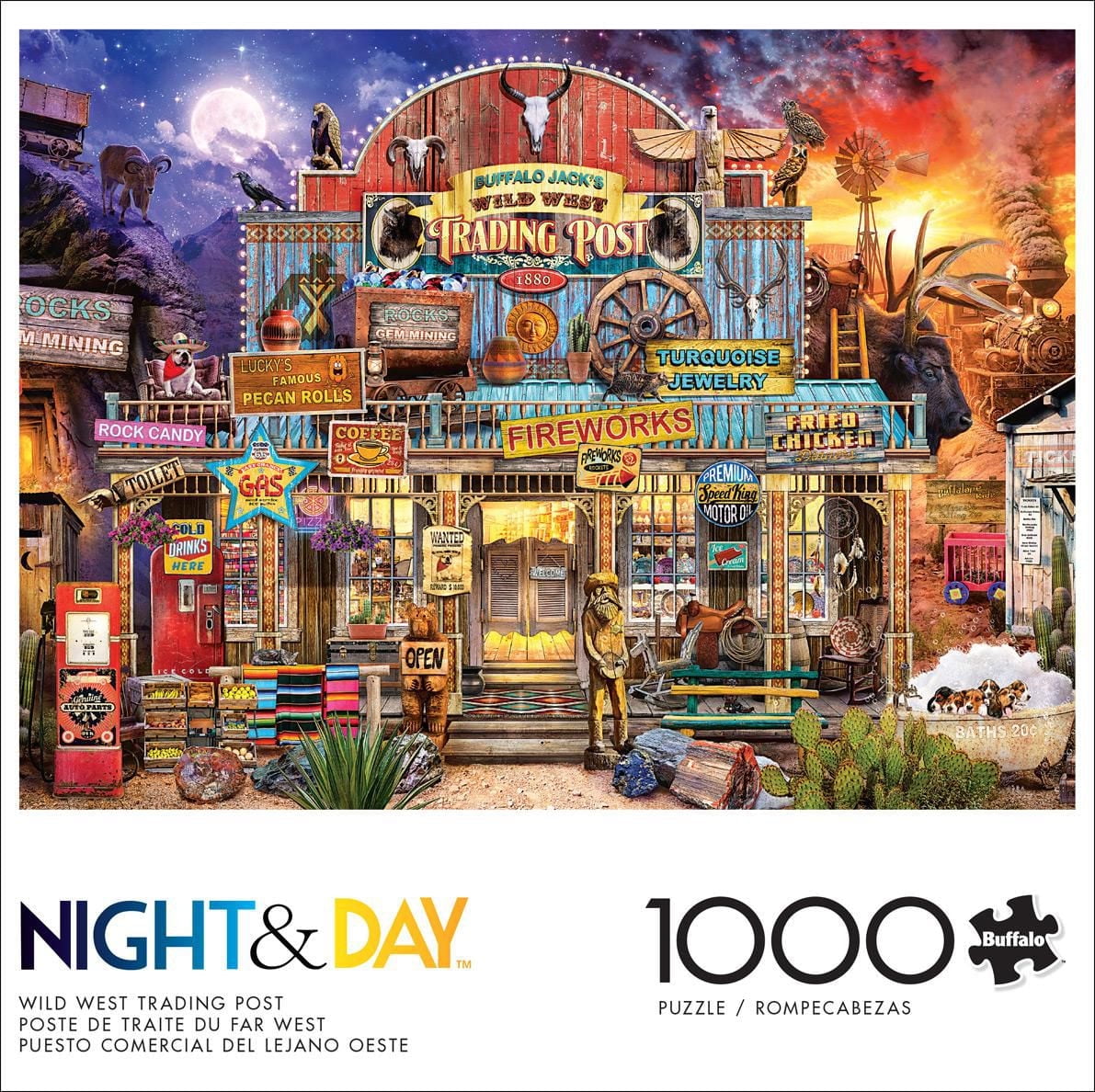 Buffalo Games - Night & Day - Wild West Trading Post - 1000 Piece Jigsaw Puzzle