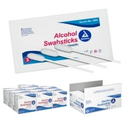 Dynarex Alcohol Swabsticks, Medical-Grade and Sanitizing, Saturated with 70% Isopropyl Alcohol, 4 Inches, 3 Swabsticks per Packet, Case of 250 Packets