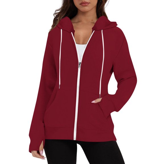 Uootdi Women's Lightweight Zip Up Hoodie Lightweight Slim Fit Long Sleeve Workout Coat Thin Casual Hooded Jacket with Pocke Gift t