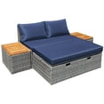 thumbnail image 4 of Devoko Outdoor Daybed Set Multifunctional Patio Day Bed Rattan Lounge Bed with 2 Side Tables for Backyard Porch Poolside Lawn Beach (Navy Blue), 4 of 8
