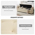thumbnail image 4 of 57" Faxu Leather Storage Bench Upholstered Flared Arms Bed Foot Stool Entryway Hallway Bedroom Ivory, 4 of 6