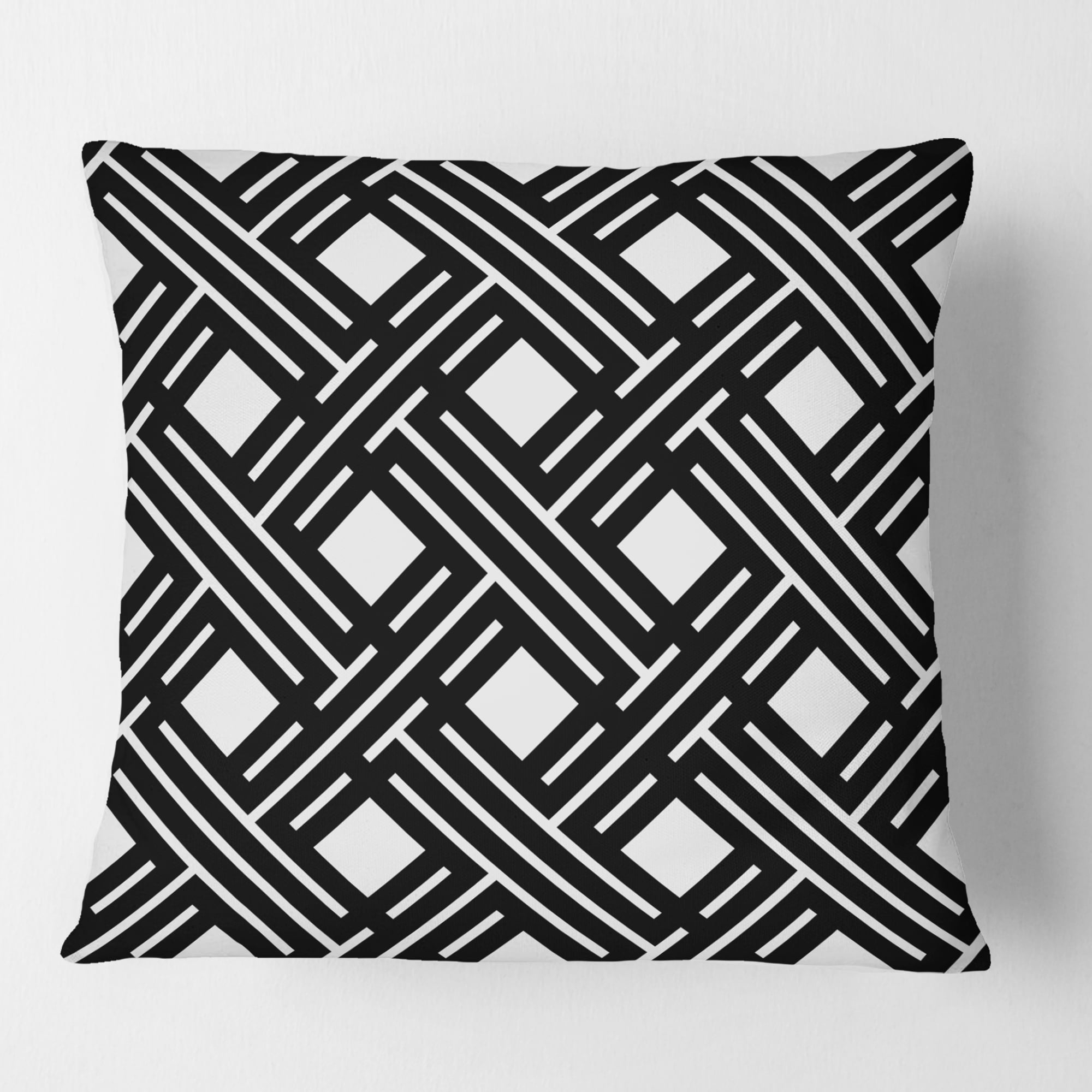 Designart Monochrome Geometric Pattern II' Mid-Century Modern Throw Pillow - 16x16
