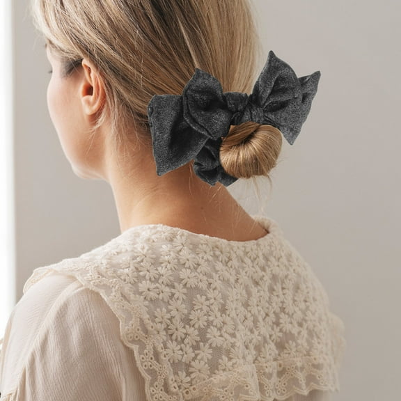 TABLZONE Large Bow Headband Elegant Design Black Fabric 1Pack