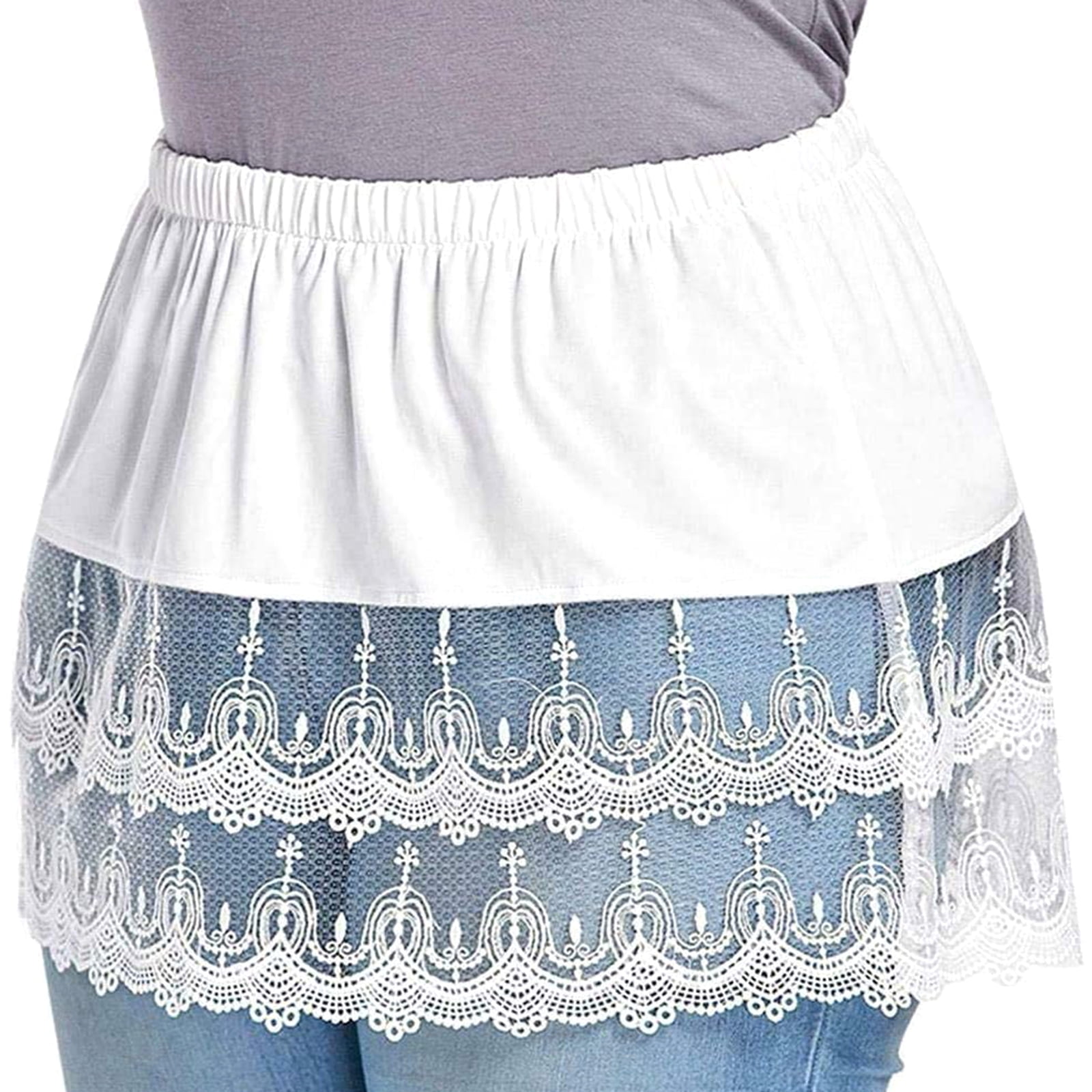 Gupgi Women Extender Underskirt Layering Mini Skirt Lace Trim Fake