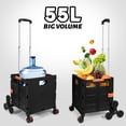 thumbnail image 6 of ASDFGH Folding Utility Cart Portable Rolling Crate Handcart with Stair Climbing Wheels&360 ° Swivel Wheels Telescoping Handle Plastic Box Dolly for Travel Shop Move Office Teacher Use(Black), 6 of 7