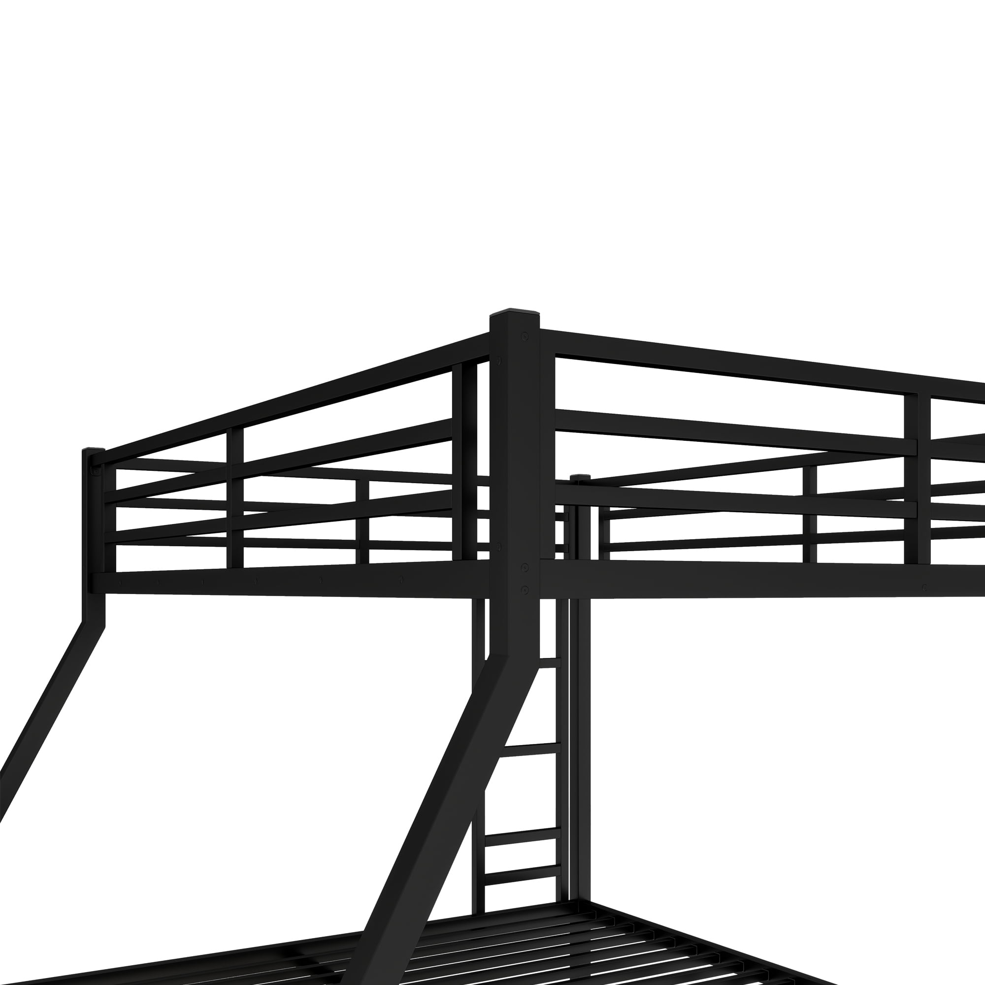 Leumius Queen over King Bunk Bed for Teens and Adults,Heavy Duty Metal Bunk Bed with Full-Length Guardrail and Ladder,Space-Saving/Noise Reduced/No Box Spring Needed, Black
