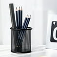 3pc Round Black Metal Pen Holder Pen Bucket Craft Student Desktop