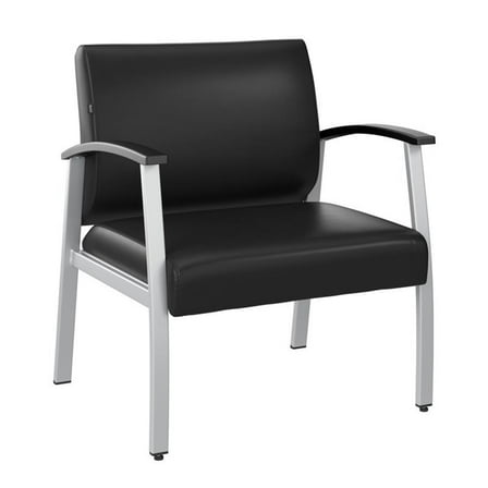Pemberly Row Contemporary Waiting Room Guest Chair in Black Vinyl