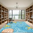 thumbnail image 2 of ODIKA 3'x5' Machine Washable Non-Slip Area Rug, Adorable Ocean Life Inspired with Nautical Themes and High Traffic Rug, Blue, 916387, 2 of 7