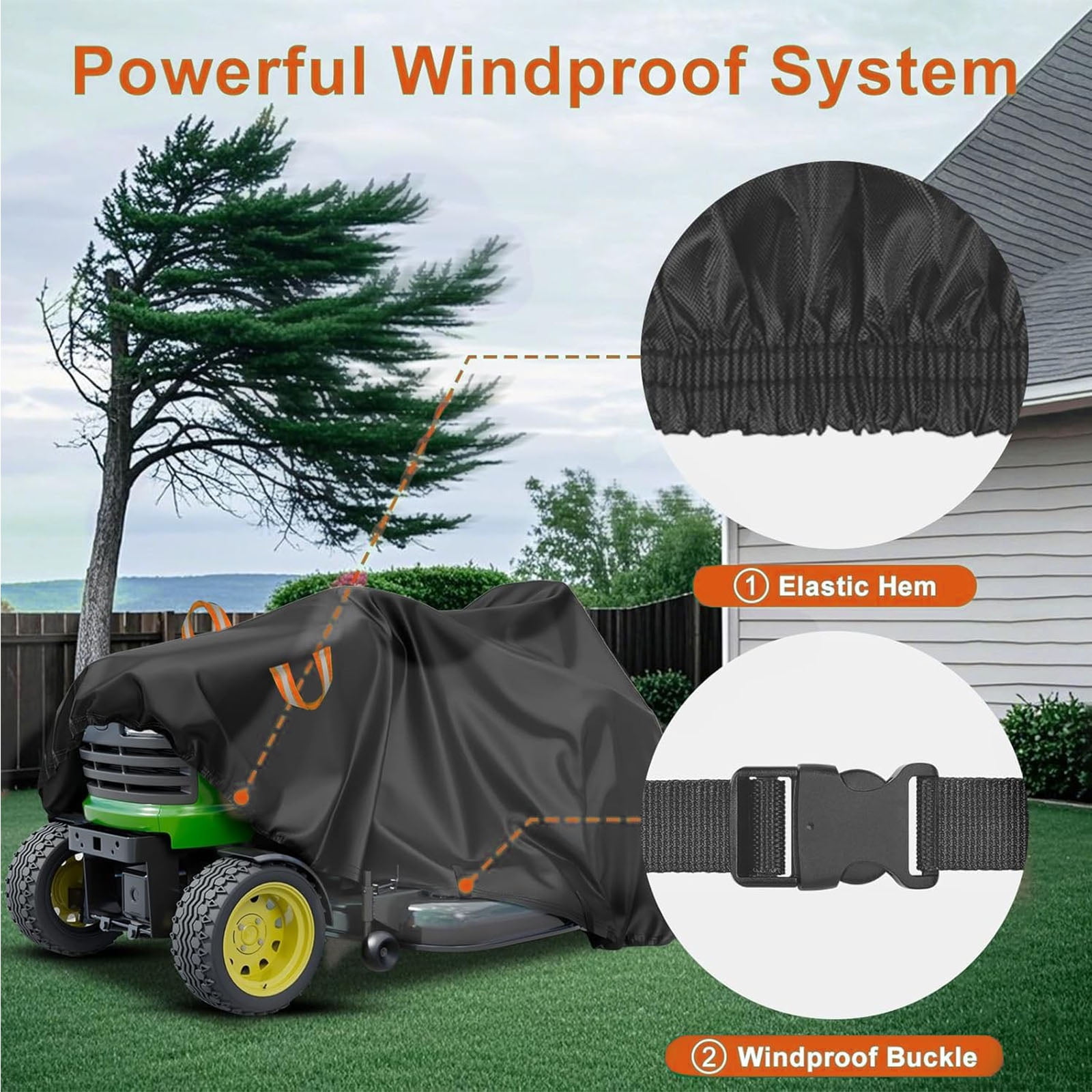 Che Yi Bao Riding Mower Cover- 54" Lawn Tractor Mower Covers, 600D Heavy Duty&Waterproof Universal fit for John Deere/EGO/Toro/Craftsman/Husqvarna/Honda
